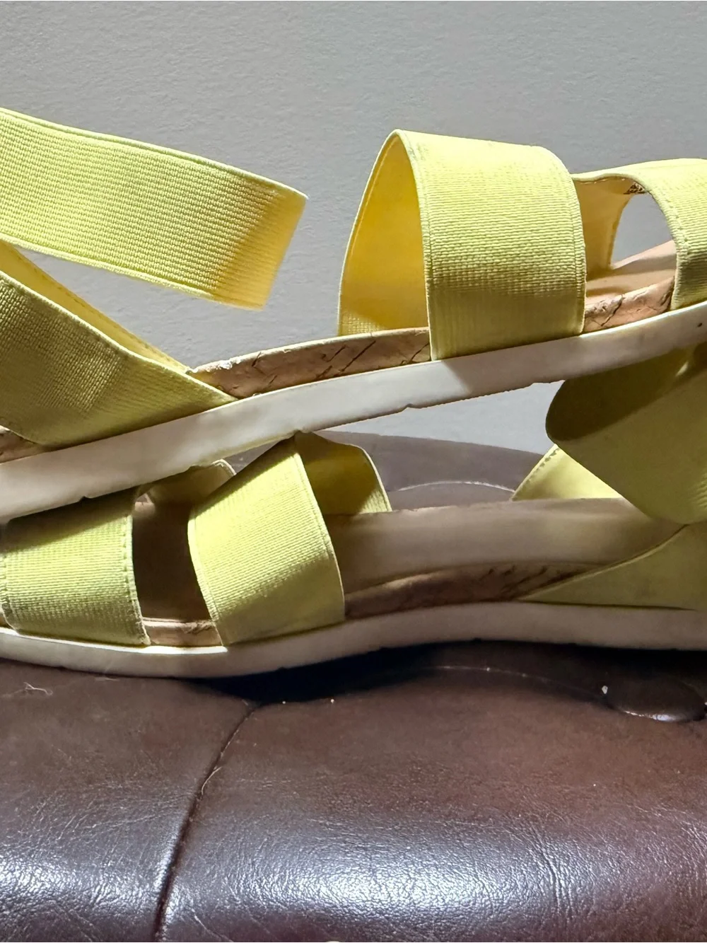 Women’s Yellow Strappy Elastic Flat Sandals